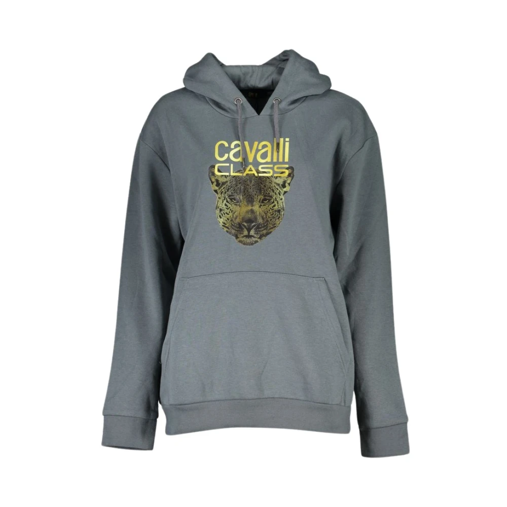 Cavalli Class Women's Gray Hoodies,, Hooded Fleece Sweatshirt Large