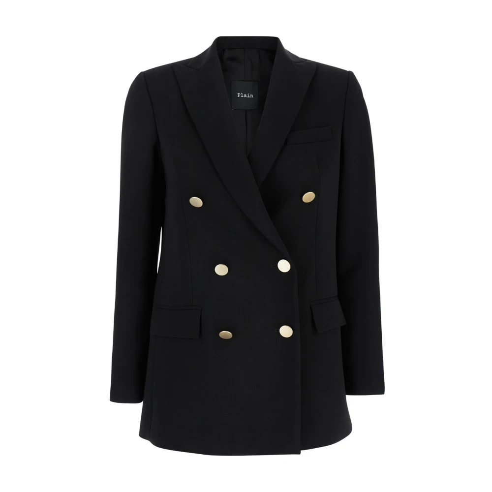 Plain Units Zwarte Double Breasted Cady Blazer Black Dames