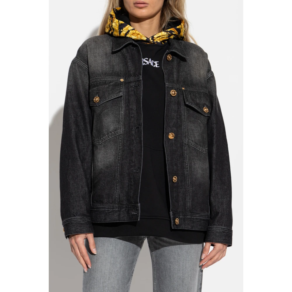 Versace Oversized denim jack Black Dames