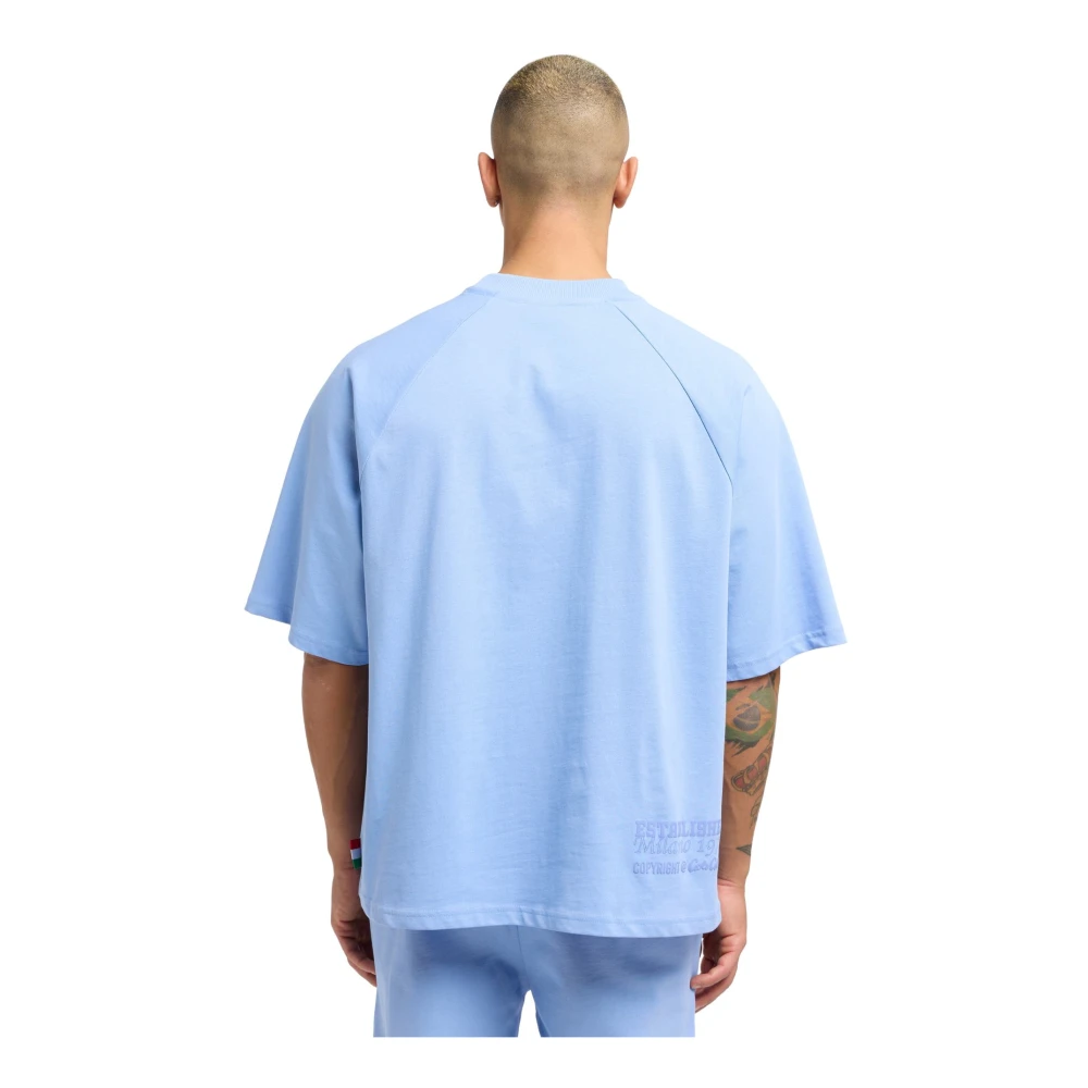 carlo colucci Premium 3D Logo Oversize T-Shirt Blue Heren