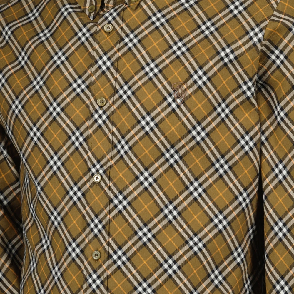 Burberry Geruite Overhemd Vintage Stijl Mannen Beige Heren