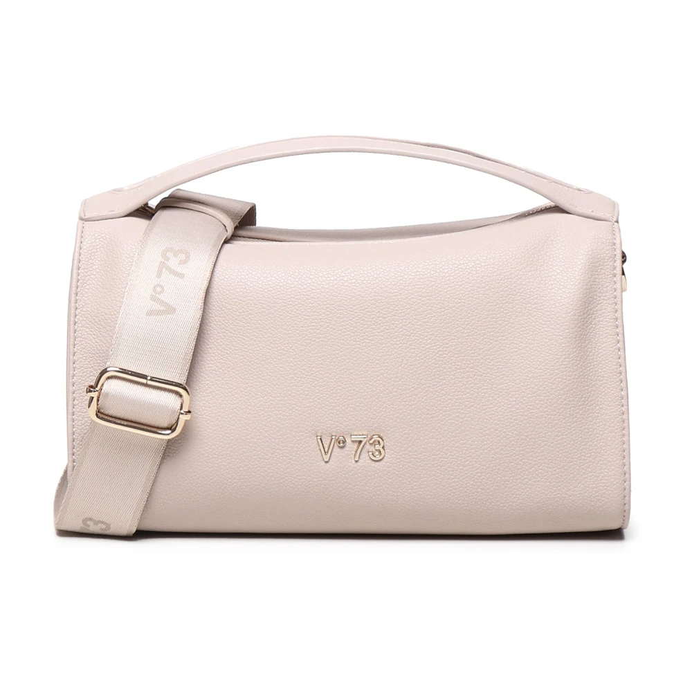 V73 Beige Anne Schoudertas met Flap Sluiting Beige Dames
