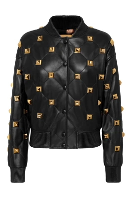 Leather Bomber Matelassè Studs