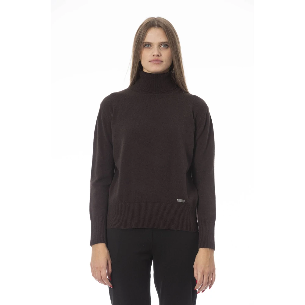 Baldinini Trendy Gebreide Trui met Monogram Detail Brown Dames