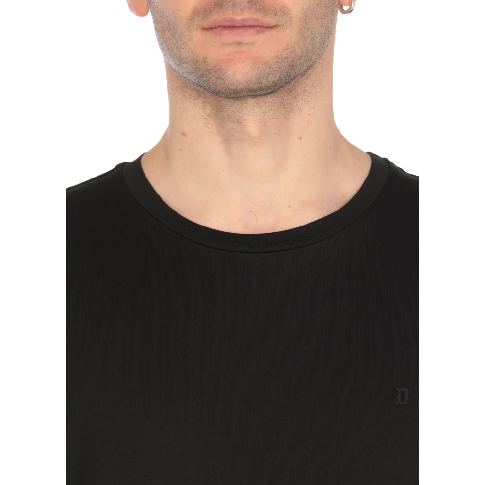 Dondup Zwarte Katoenen T-shirt met reliëflogo Black Heren