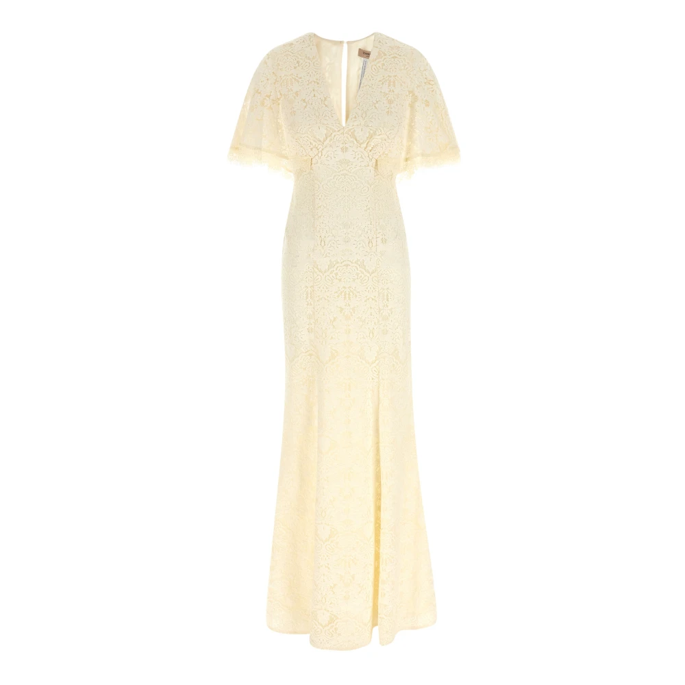 Twinset Women's White Gowns, L, Long Lace Dress