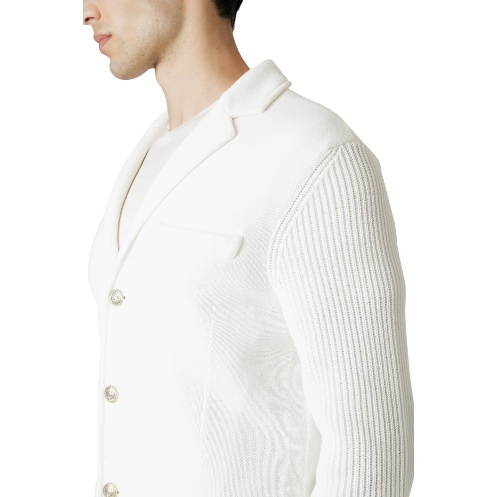 Eleventy Katoen en Cashwool Jas Trui White Heren