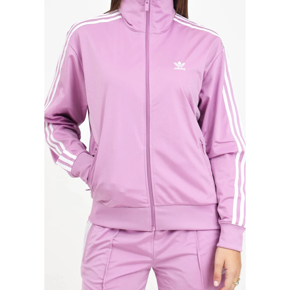 adidas Originals Paarse Zip Sweater Classics Loose Firebird Pink Dames