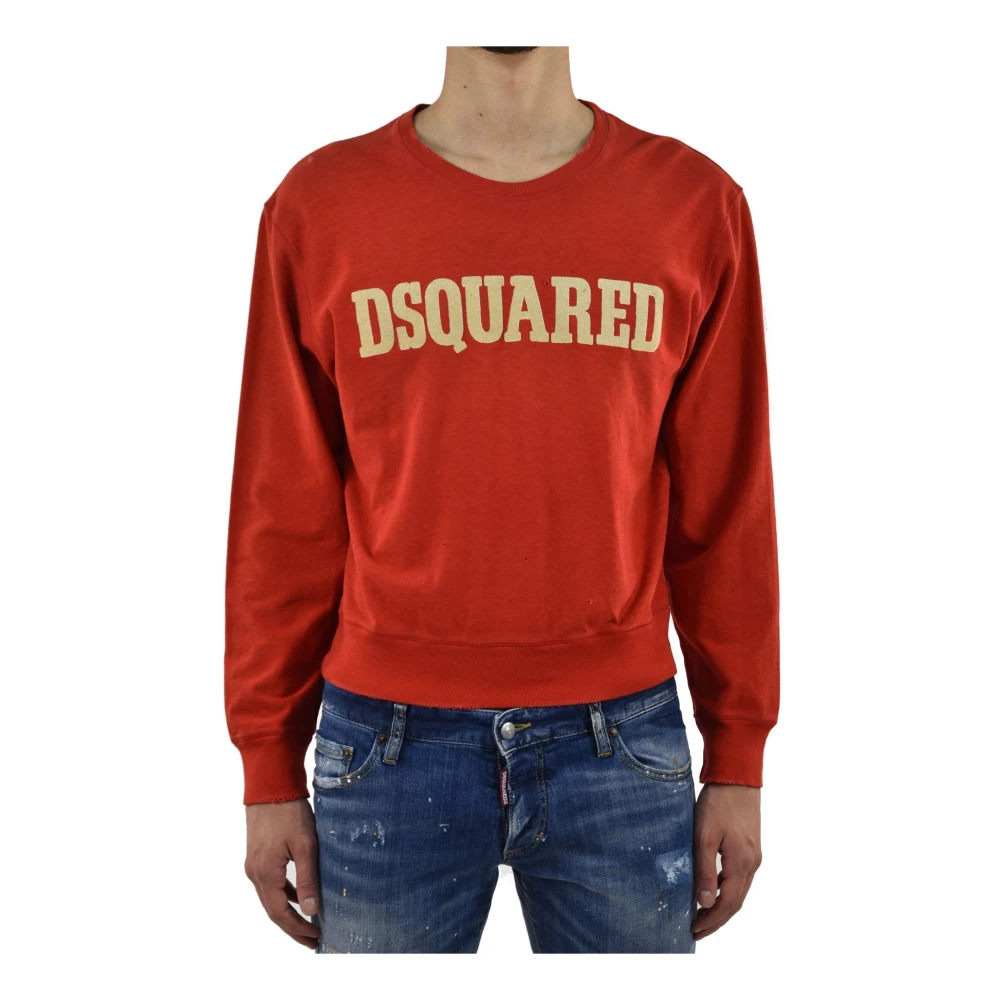 Dsquared2 Rode Katoenen Logo Sweatshirt Mod.S74GC0635S21713307 Red Heren