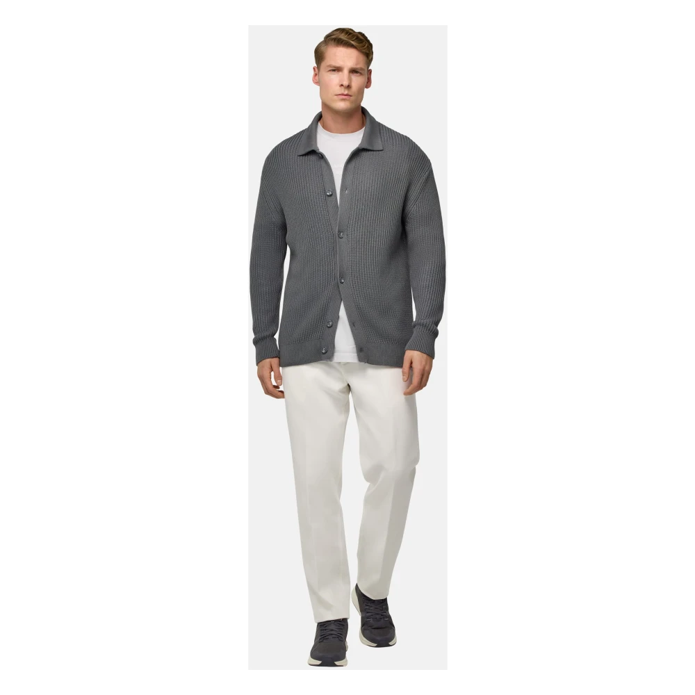 Boggi Milano Gebreide Cardigan Gray Heren