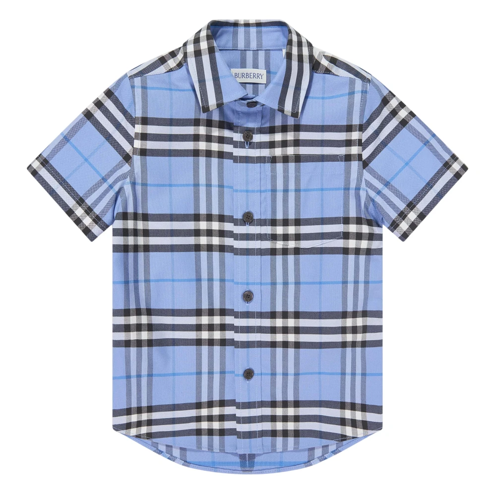 Burberry Blue Owen Cotton Check Oxford Shirt - Male - Kids Shirts - 10 Y - Kids