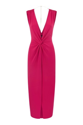fuchsia-v-neck-dress-with-jewel-chain