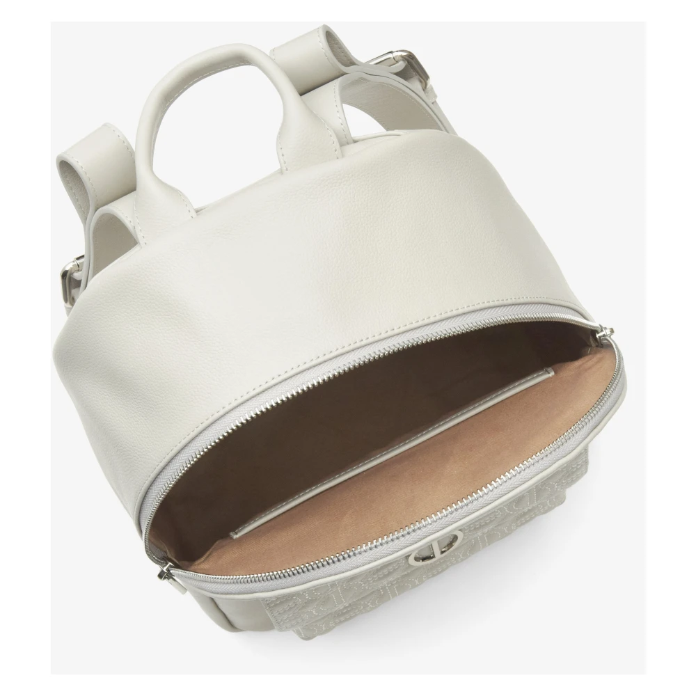 Estro Dames Lichtgrijze Leren Rugzak met Zilveren Details Er00115049 Gray Dames
