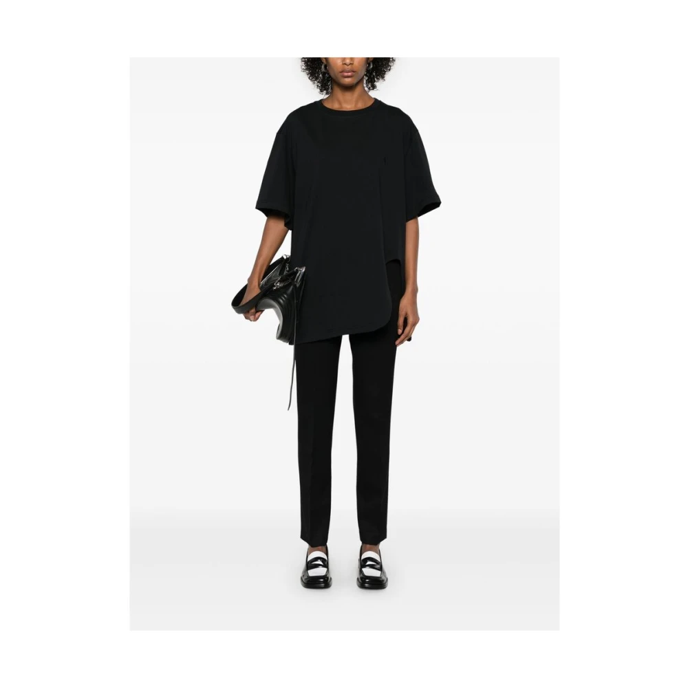 The Attico Zwarte Crew Neck T-shirt met Geborduurd Logo Black Dames