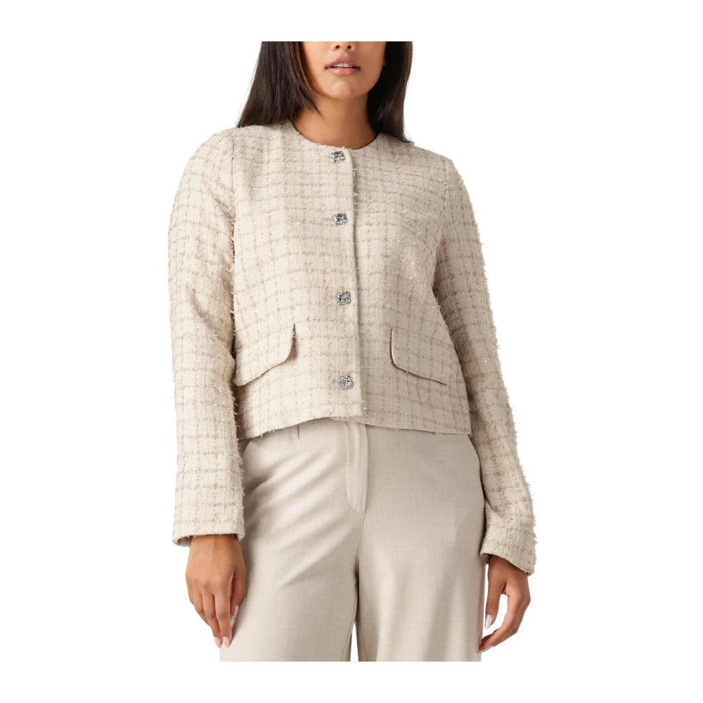 Co'Couture Elegante Boucle Jas voor Vrouwen Beige Dames
