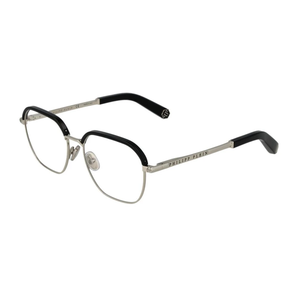 Philipp Plein Heren Zwart Metalen Browline Optische Frames Black Heren