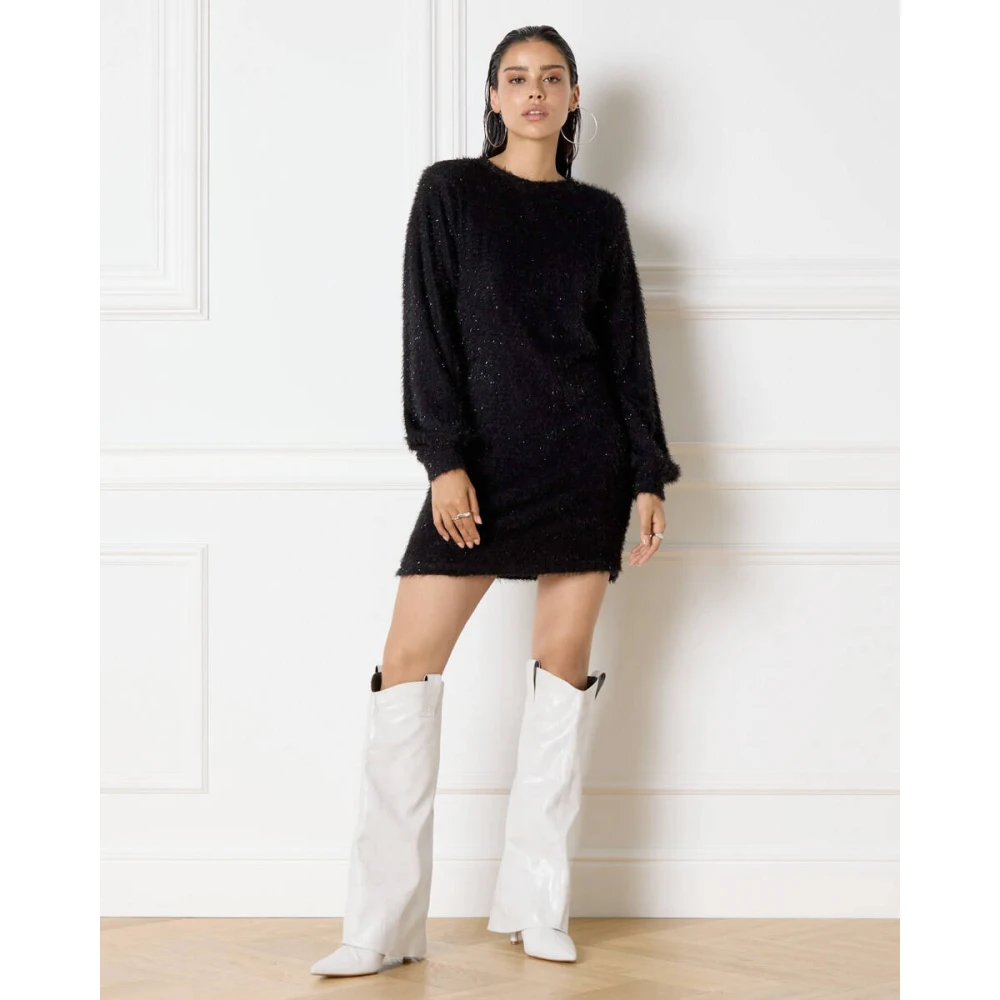 Refined Department Marjo Jurk Elegante Zwarte Jurk Black Dames