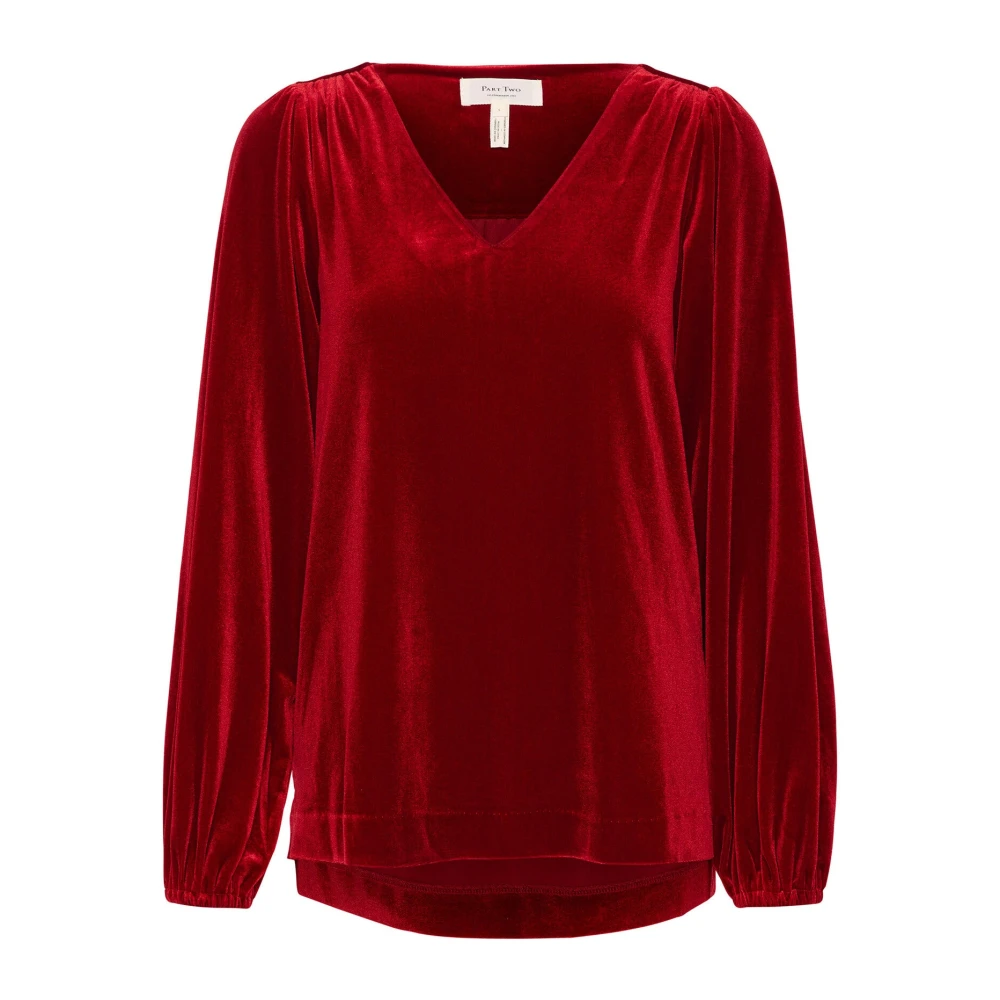 Part Two Women's Red Blouses, M, Rhythmic V-Neck Blouse