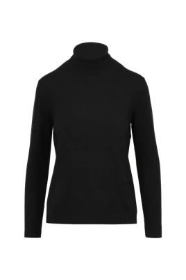 Svart Turtlenecktröja i Slätstickning
