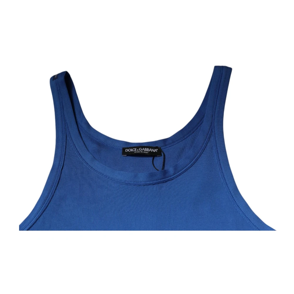 Dolce & Gabbana Blauw Katoenen Mouwloos Tanktop Shirt Blue Heren