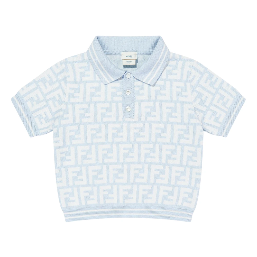 Fendi Men's Blue Ff Logo Polo Shirt