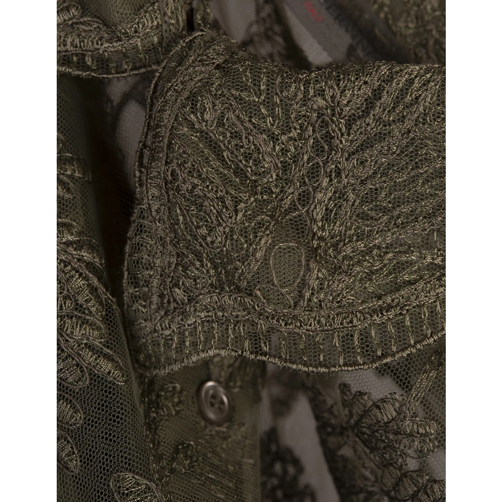 Ermanno Scervino Groene Tule Geborduurde Shirt Camisole Green Dames