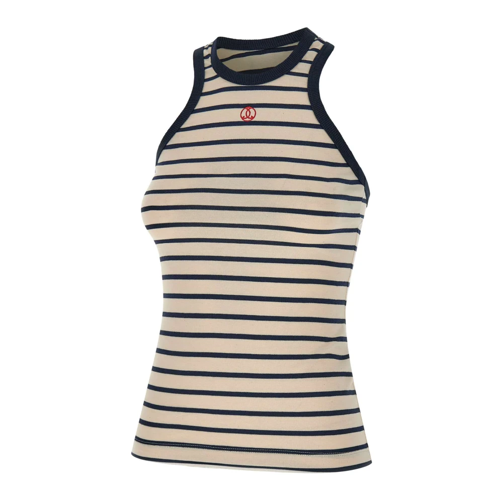 Seafarer Gestreepte katoenen top met logoborduursel Beige Dames
