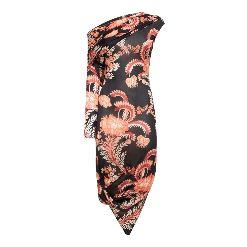 ETRO Zwarte one-shoulder jurk met stijlvolle print Black Dames