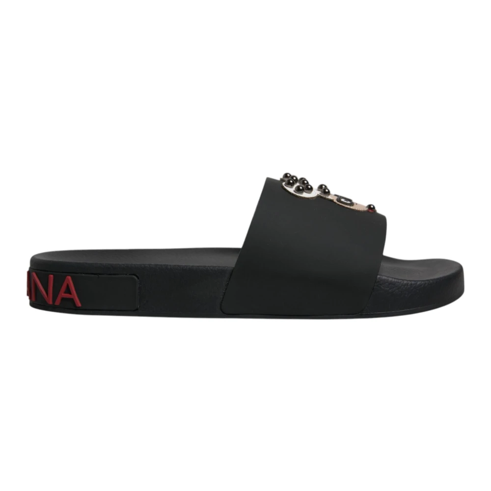 Dolce & Gabbana Men's Black Sliders, 7 Uk, Slides Slip-On Sandals