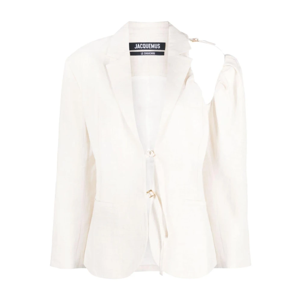 Jacquemus White La Veste Galliga Asymmetric Blazer - Female - Blazers - 2XS - Jackets