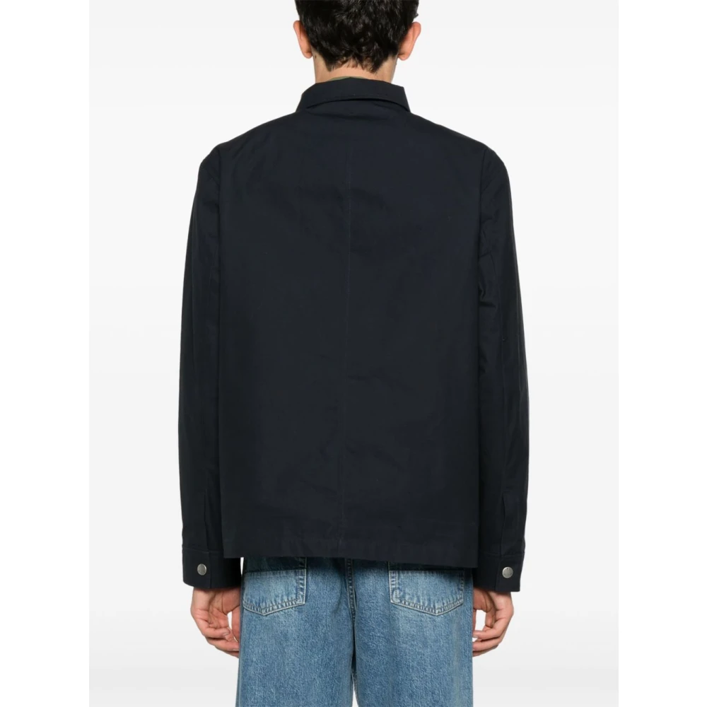 A.p.c. Blauwe Kraag Shirt Jas Middernacht Katoen Blue Heren