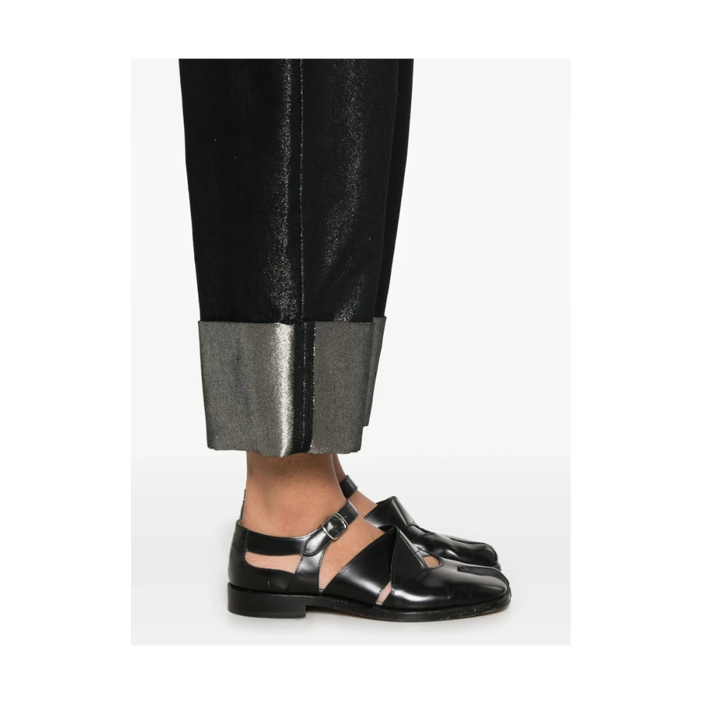 Junya Watanabe Zwarte broek met knoopsluiting en riem Black Dames