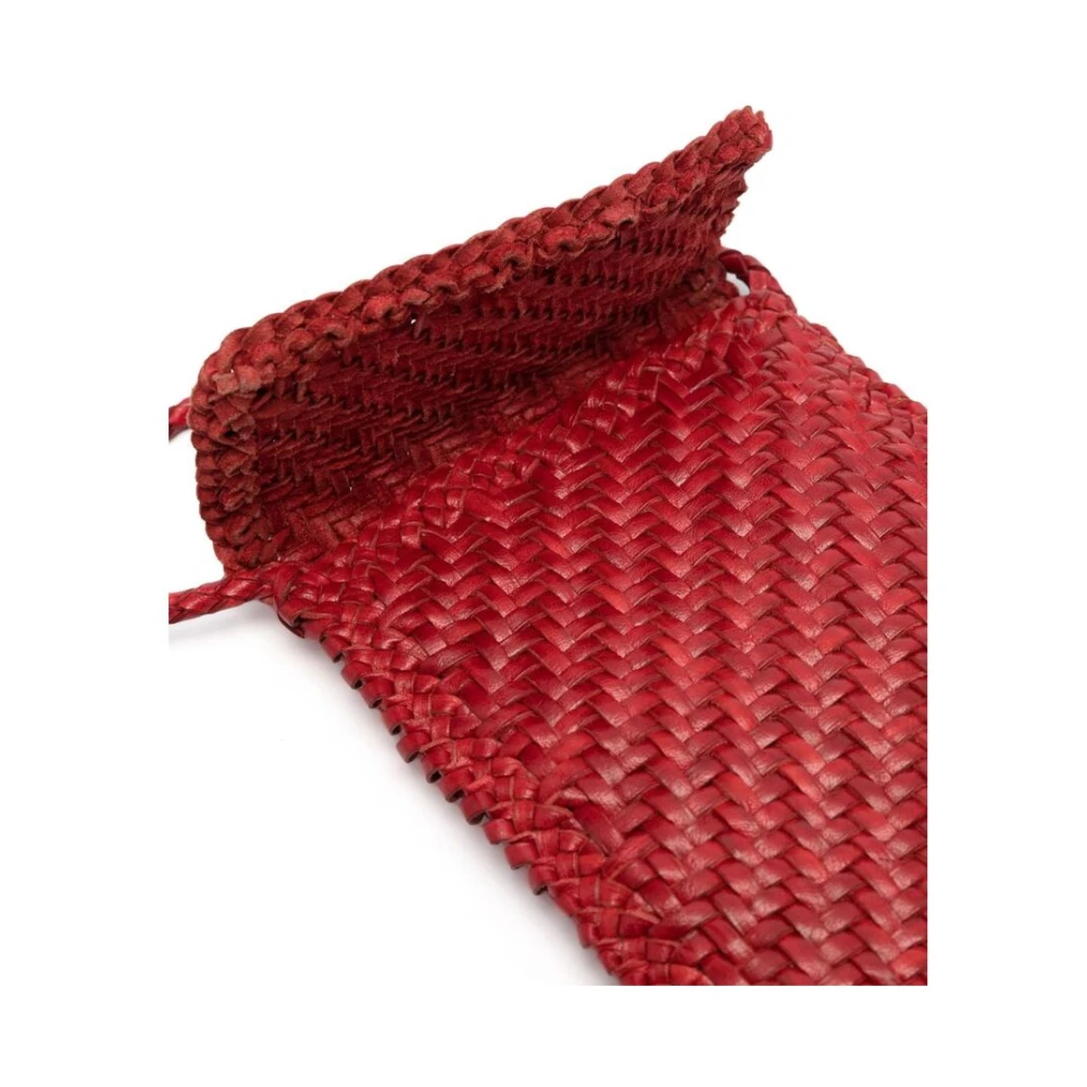 Dragon Diffusion Rode Leren Gevlochten Telefoonhoes Tas Red Dames