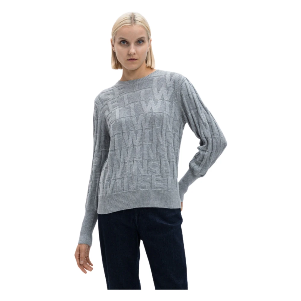 Twinset Grijze Gebreide Trui Comfortabele Katoenmix Gray Dames