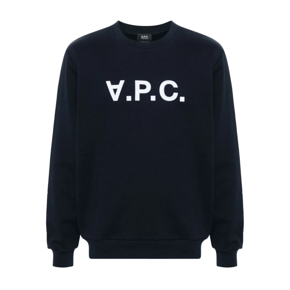 A.p.c. Standaard Flocked Logo Sweatshirt Blue Dames