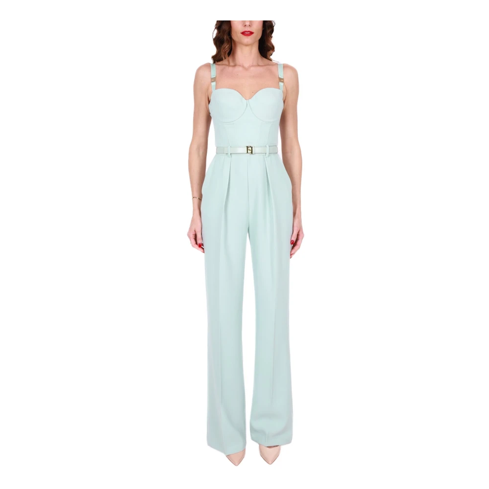 Elisabetta Franchi Elegante Groene Bustier Jumpsuit Green Dames