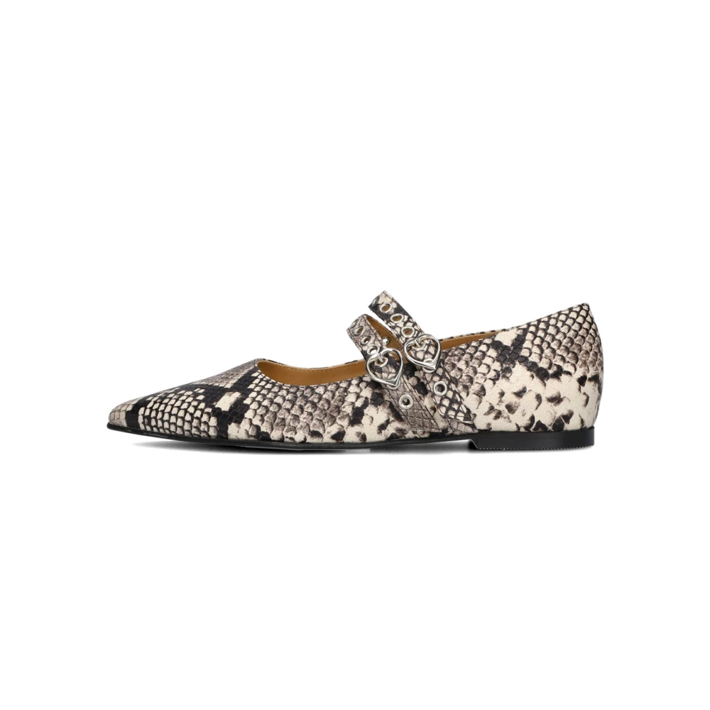 Toral Vrouw Zwart Schoenen Dames, 37 Eu, Elegante Coeur Ballerina's Met Slangenprint