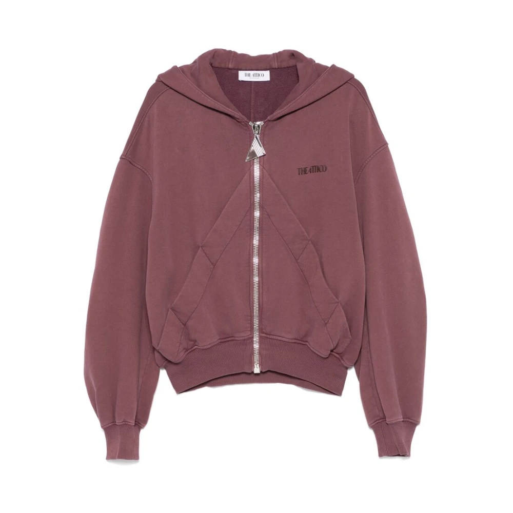 The Attico Mauve Front Zip Sweatshirt met Zakken Red Dames