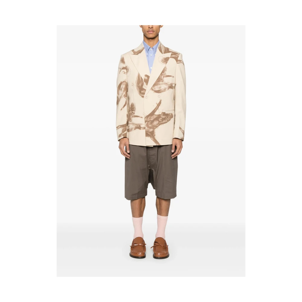 KidSuper Studios Beige Double-Breasted Jas met Zakken Beige Heren