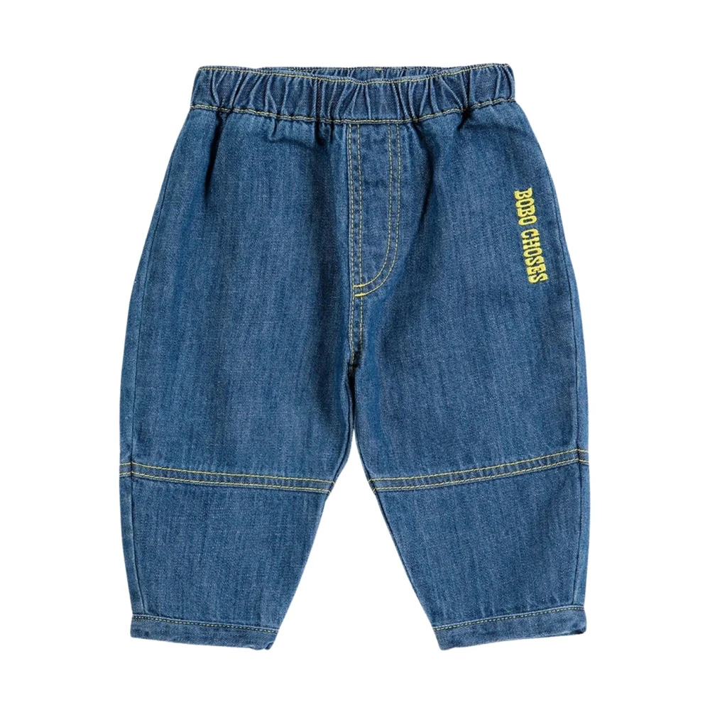 Bobo Choses Unisex Kids Blue Trousers Taxi Saurus Tag In Midnight Organic Cotton - Image 3