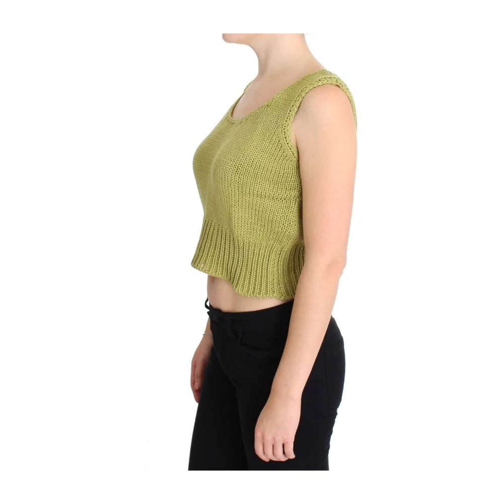 Pink Memories Groene mouwloze gebreide vesttrui Green Dames