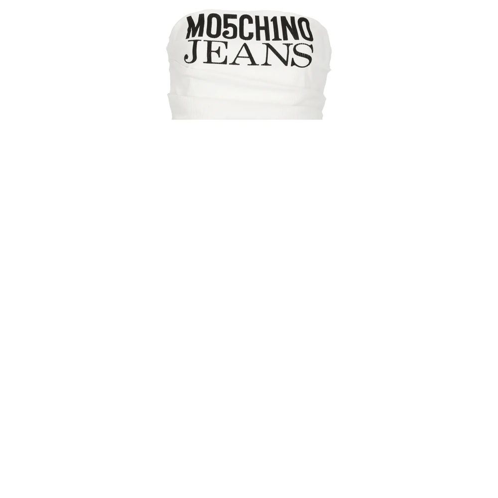 Moschino Witte Mouwloze Top met Logo White Dames