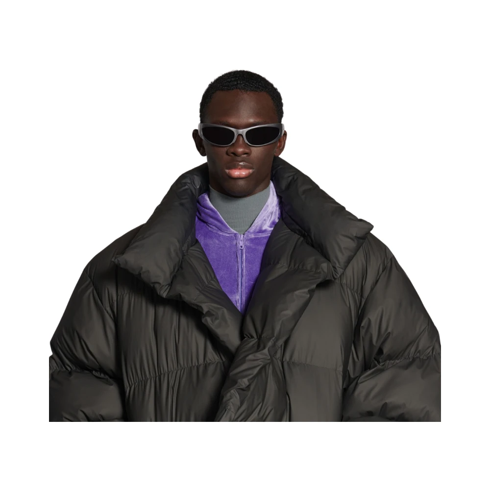 Balenciaga Zwarte Pufferjas met Wrap Sluiting Black Dames