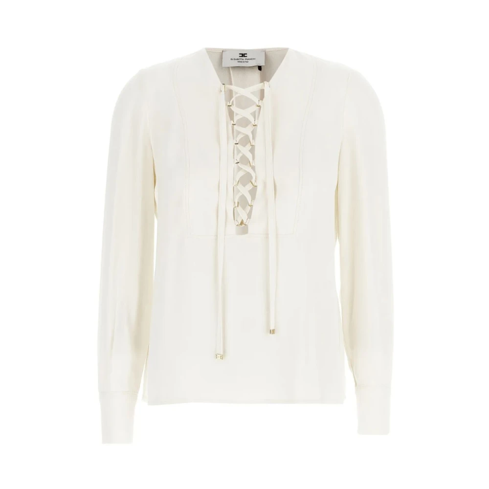 Elisabetta Franchi Georgette blouse met hoge manchetten White Dames