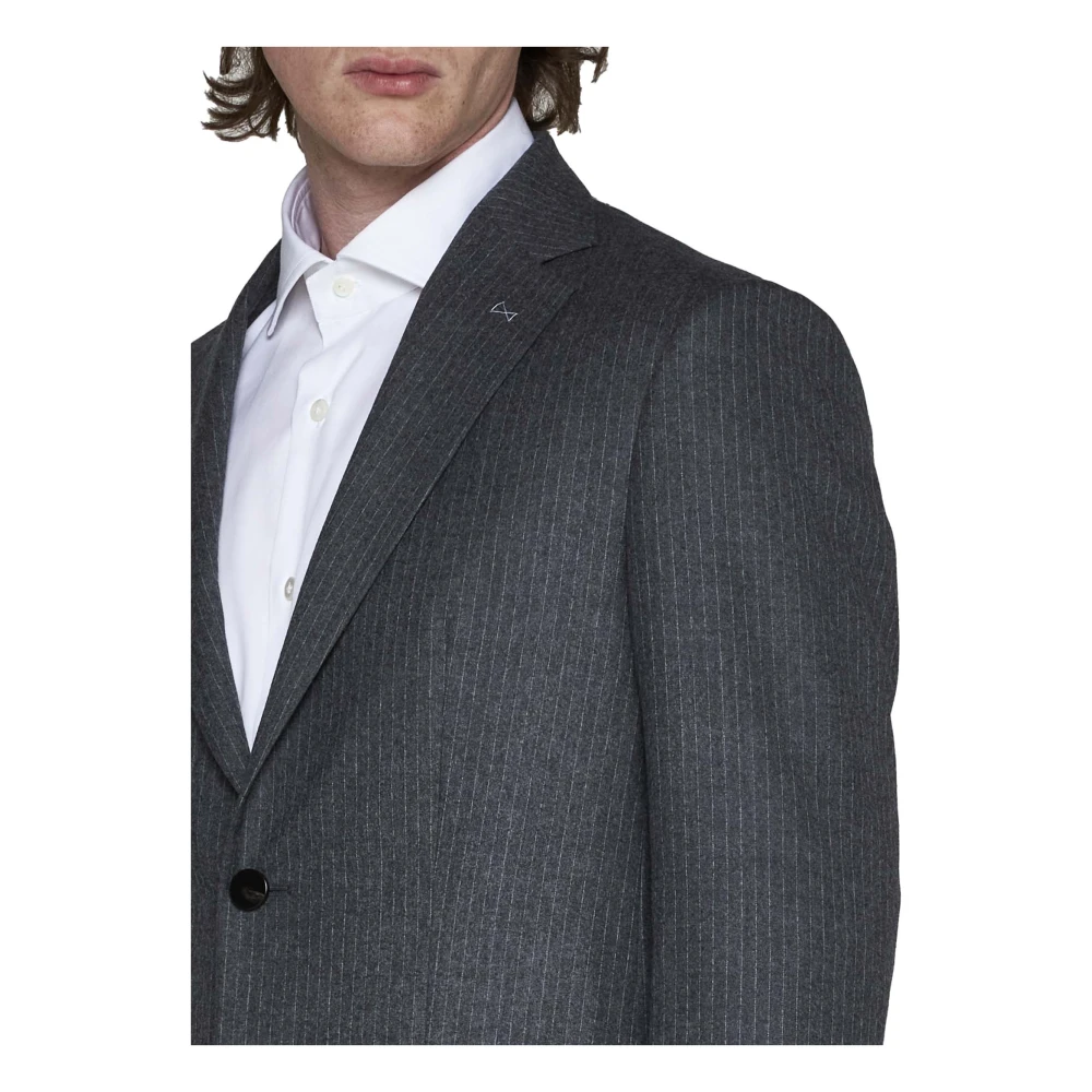 D4.0 Pinstripe Blazer met Broche Detail Gray Heren