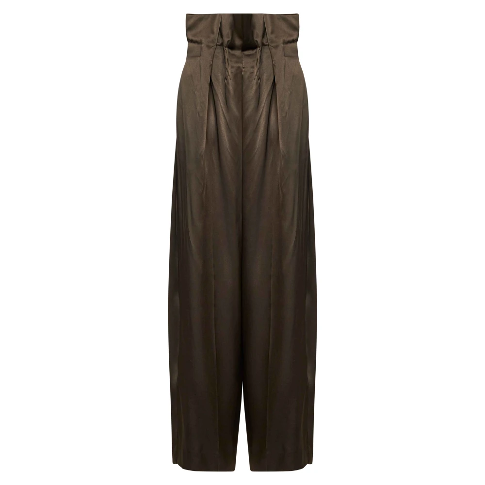 Khaite Green Wide Trousers, Female, Xs, Wide Trousers