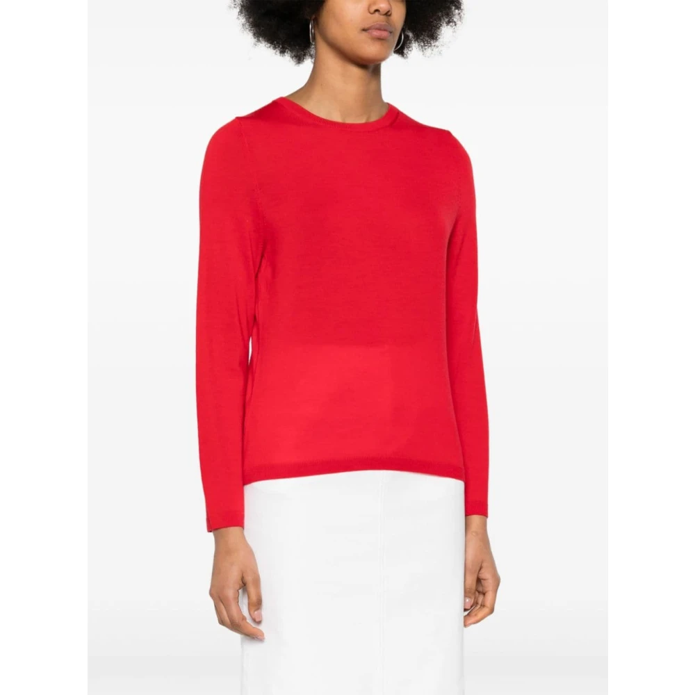 allude Rode Wol Crew Neck Sweater Red Dames
