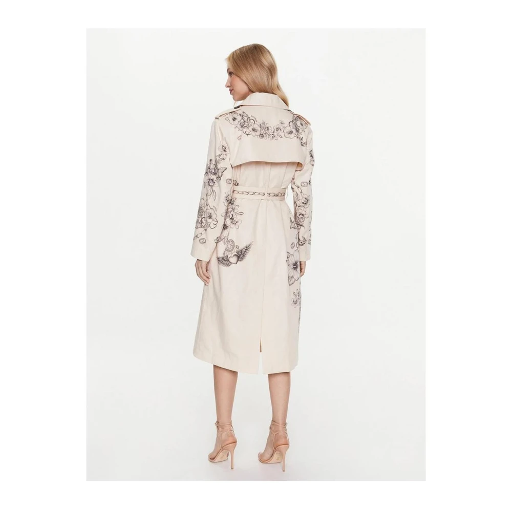 pinko Beige Katoenen Trenchcoat voor Vrouwen Beige Dames