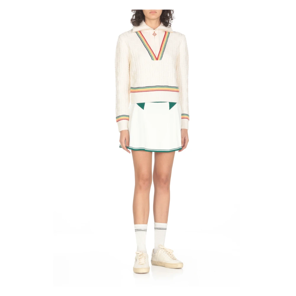 Casablanca Ivoor Merino Wol Gevlochten Sweater Beige Dames