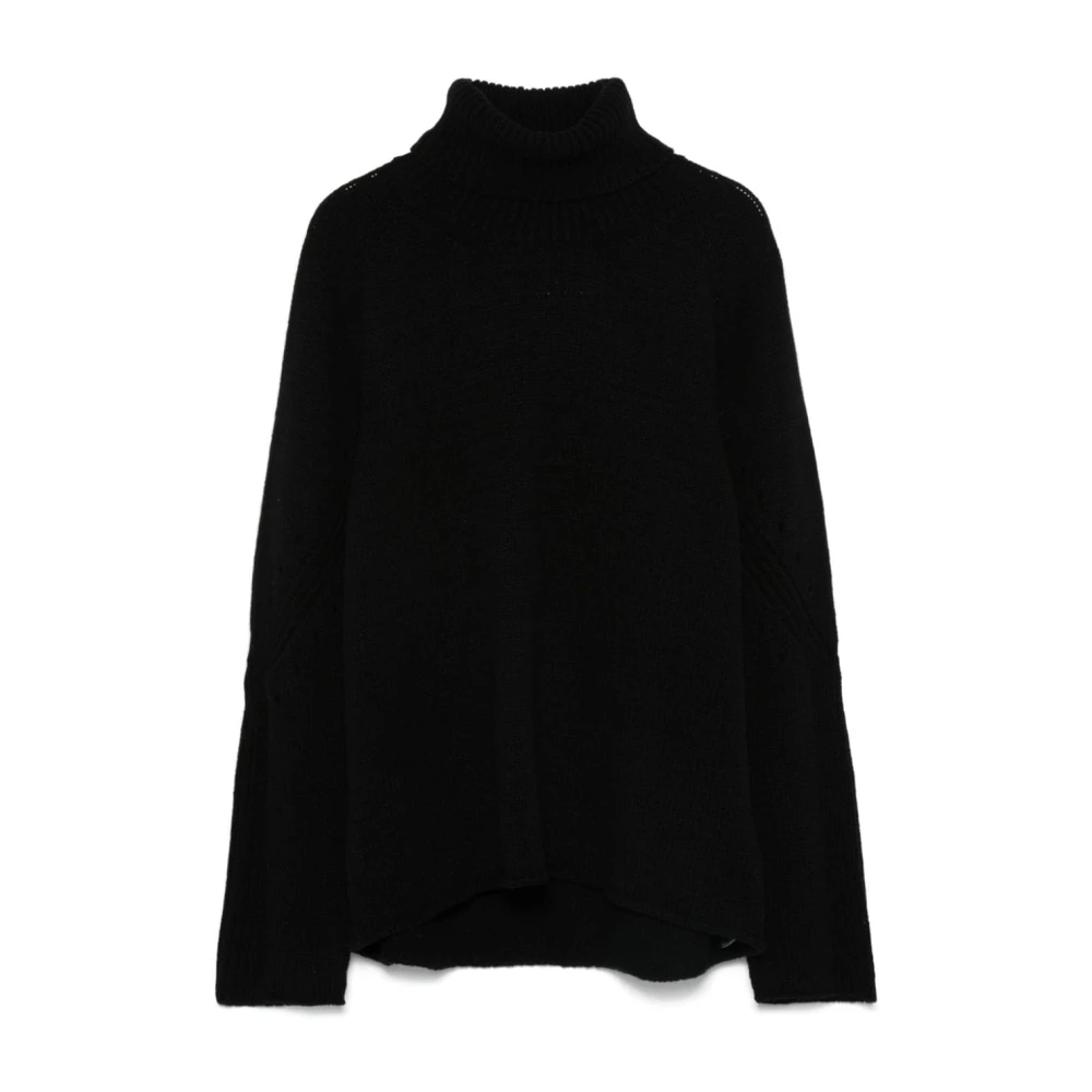 Semicouture Zwarte Kasjmiermix Gebreide Trui Black Dames